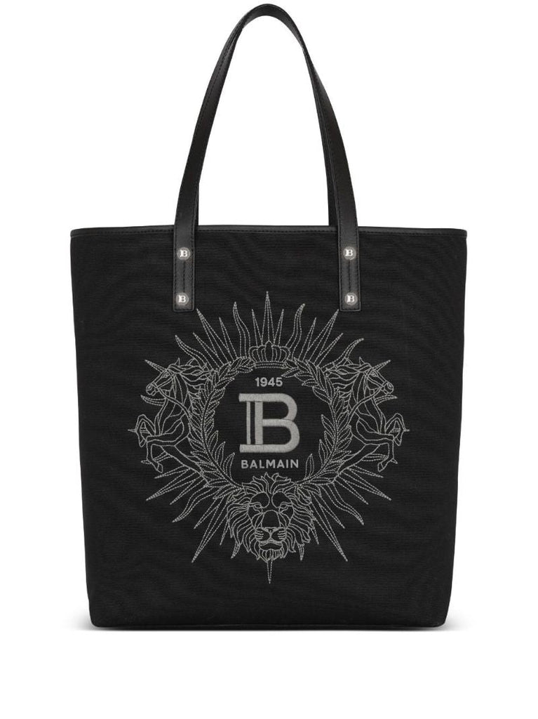 Black Embroidered Logo Tote Bag