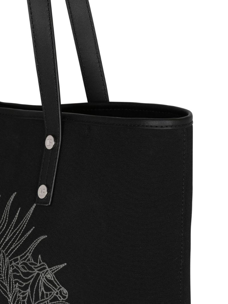 Black Embroidered Logo Tote Bag