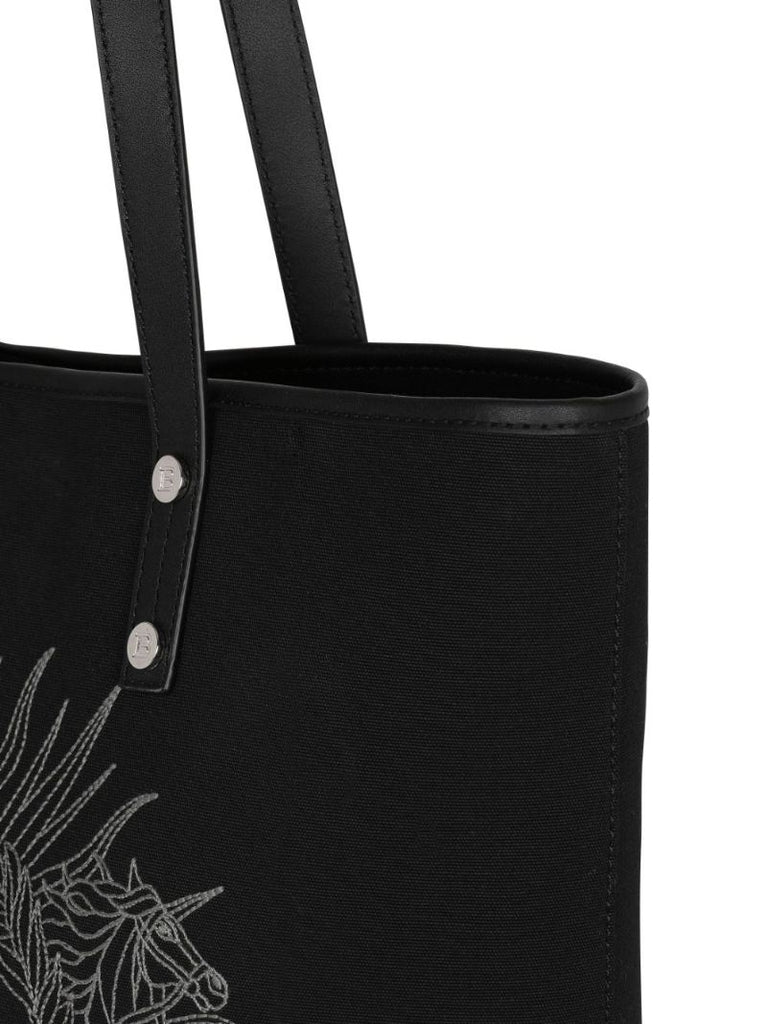 Black Embroidered Logo Tote Bag