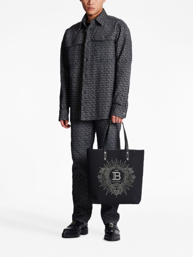 Black Embroidered Logo Tote Bag