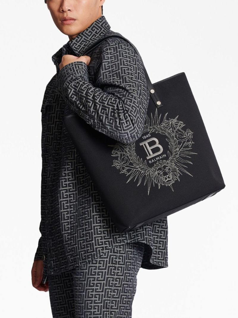 Black Embroidered Logo Tote Bag