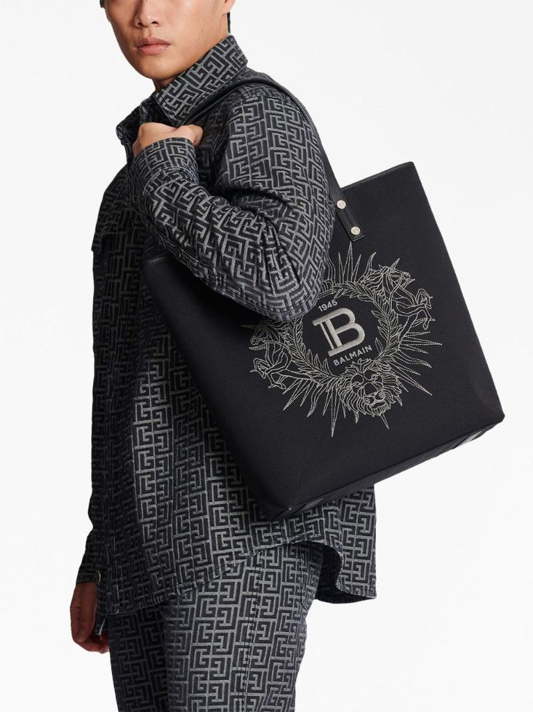 Black Embroidered Logo Tote Bag