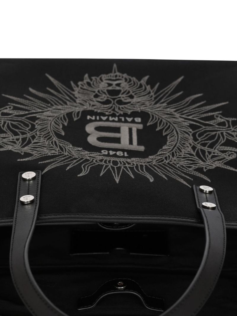 Black Embroidered Logo Tote Bag
