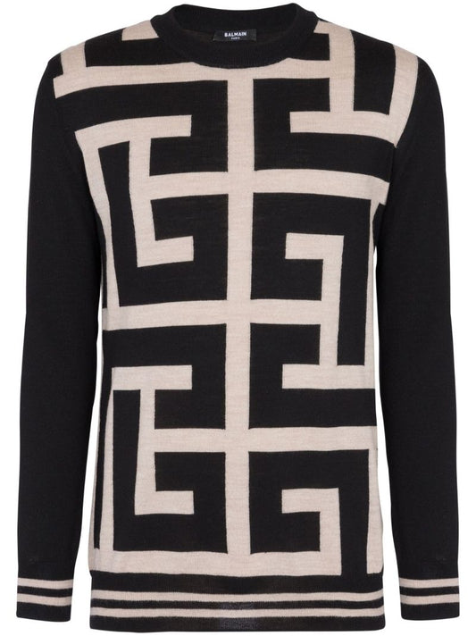 Black Monogram Merino-wool Sweater