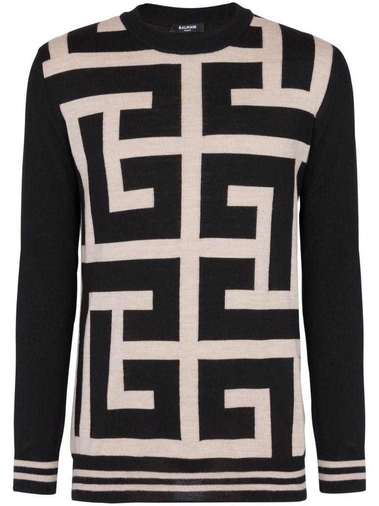 Black Monogram Merino-wool Sweater