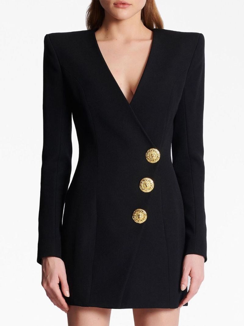 Black Wool Blazer Mini Dress