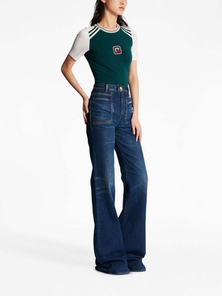 Blue High-rise Flared Jeans