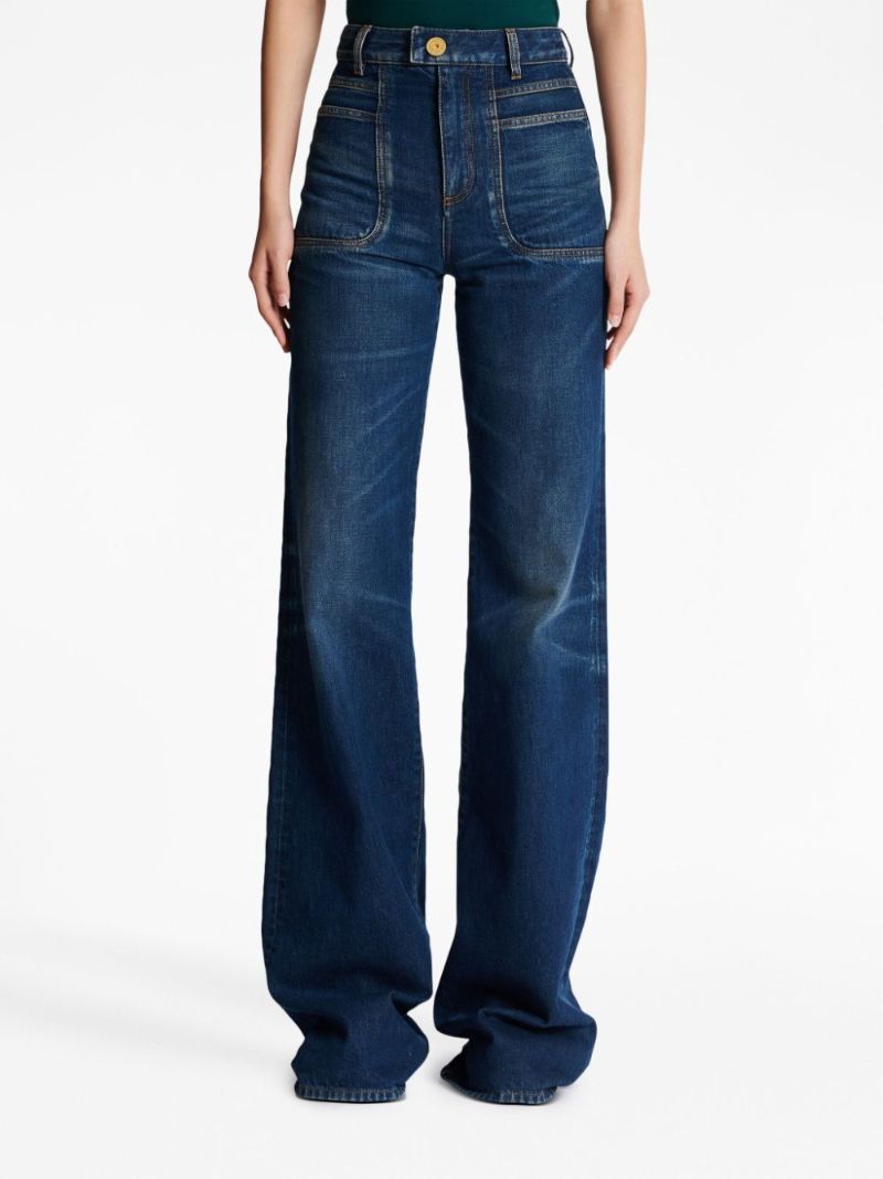 Blue High-rise Flared Jeans