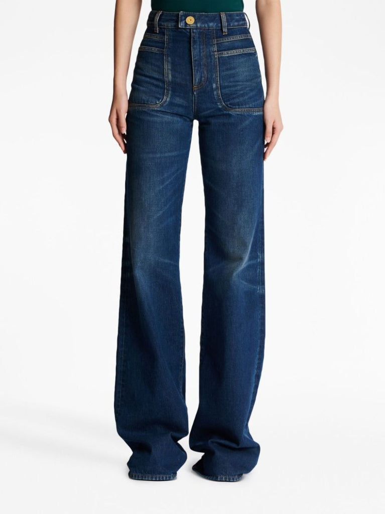 Blue High-rise Flared Jeans