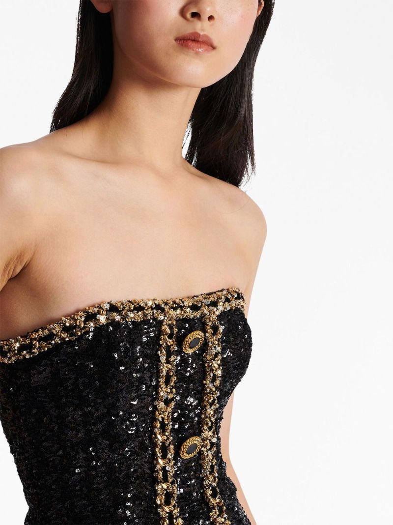 Black Sequin Bustier Mini Dress
