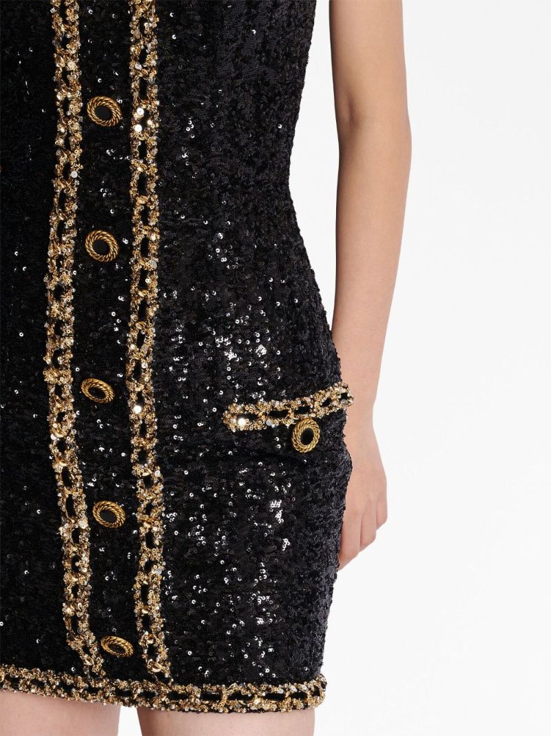 Black Sequin Bustier Mini Dress