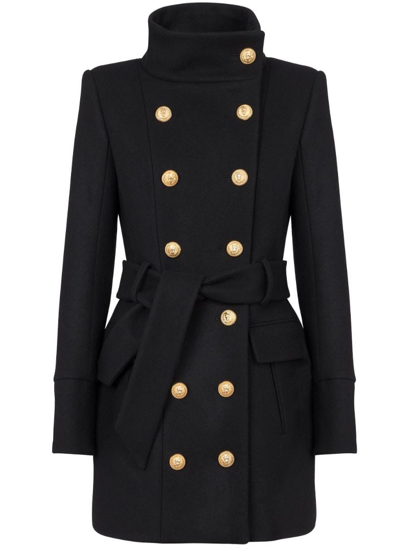 Black Double Breasted Wool Coat