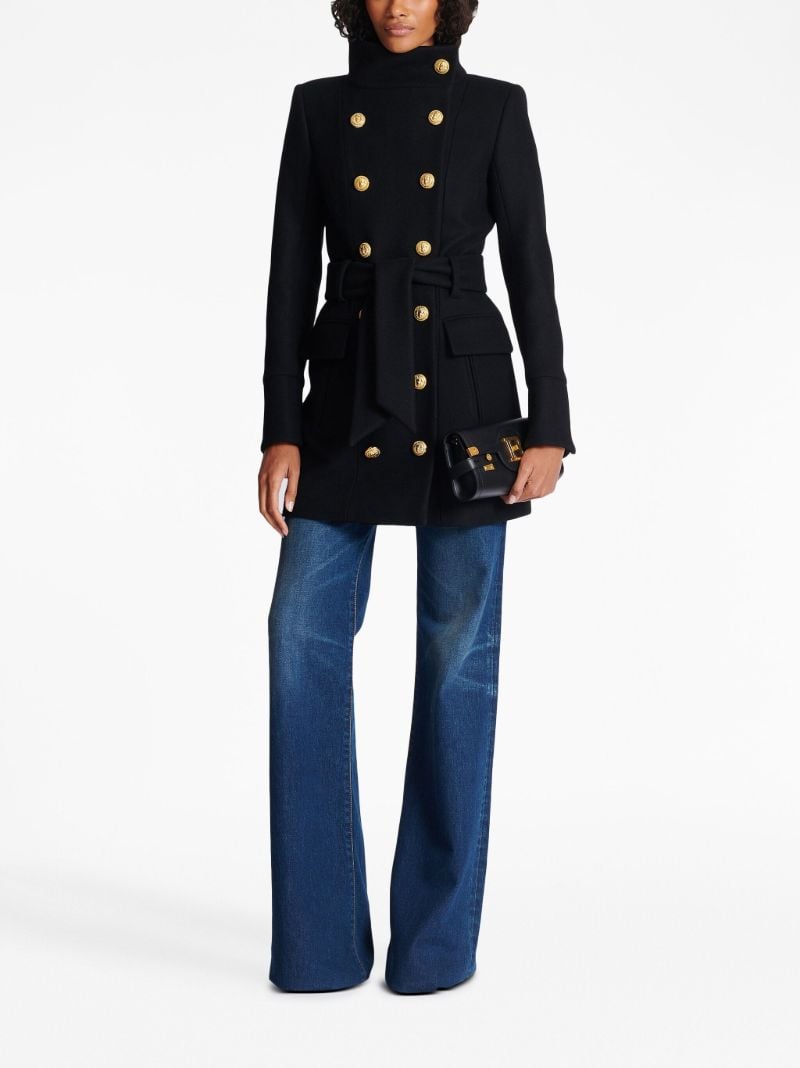 Black Double Breasted Wool Coat
