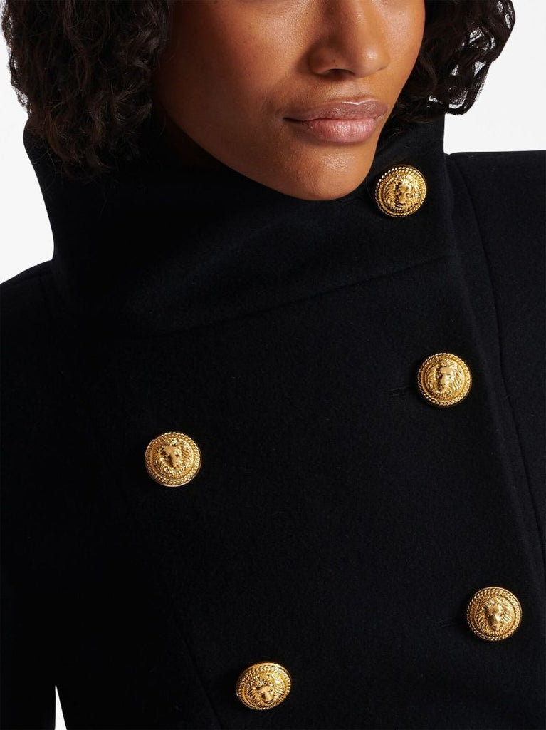 Black Double Breasted Wool Coat