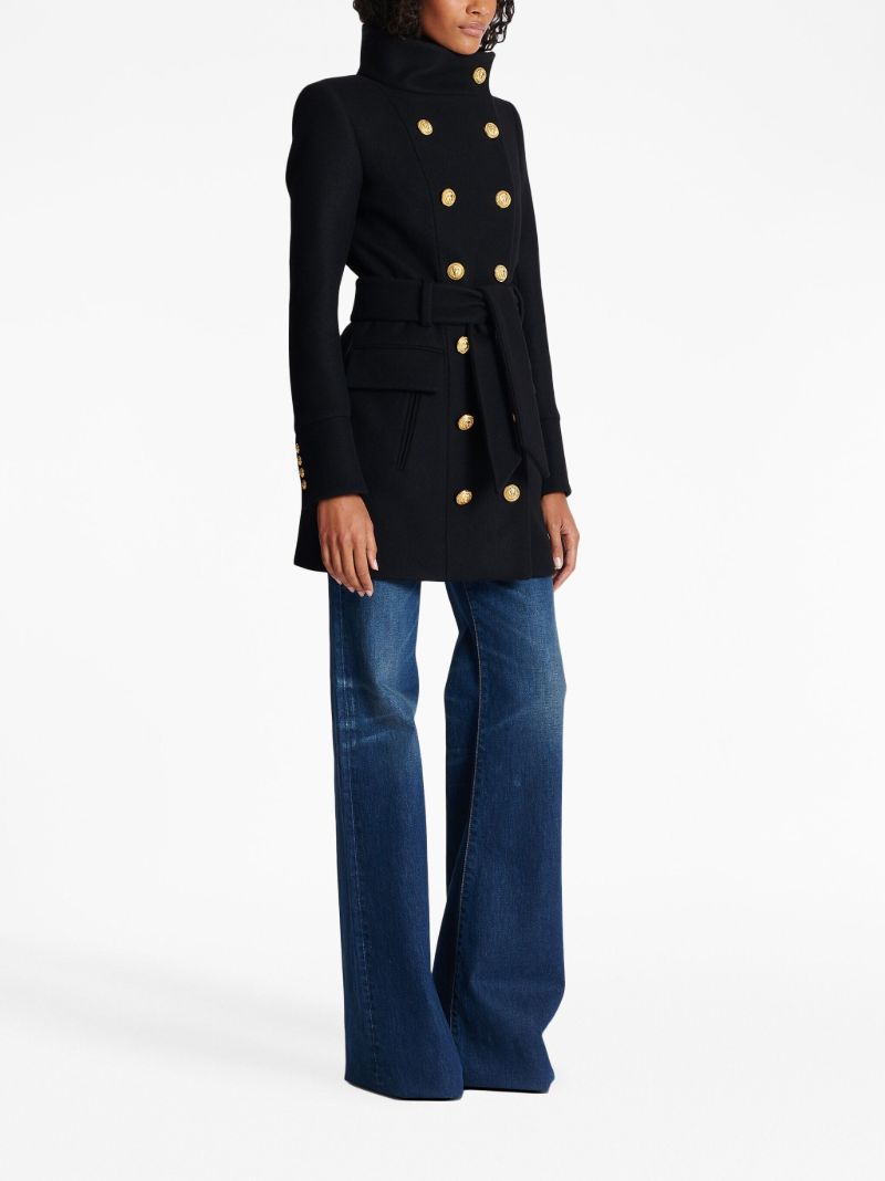 Black Double Breasted Wool Coat
