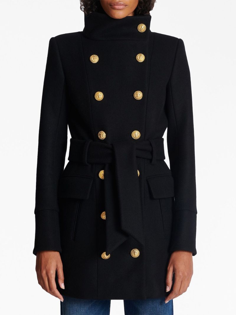Black Double Breasted Wool Coat