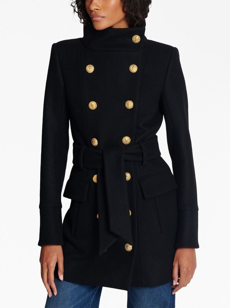 Black Double Breasted Wool Coat