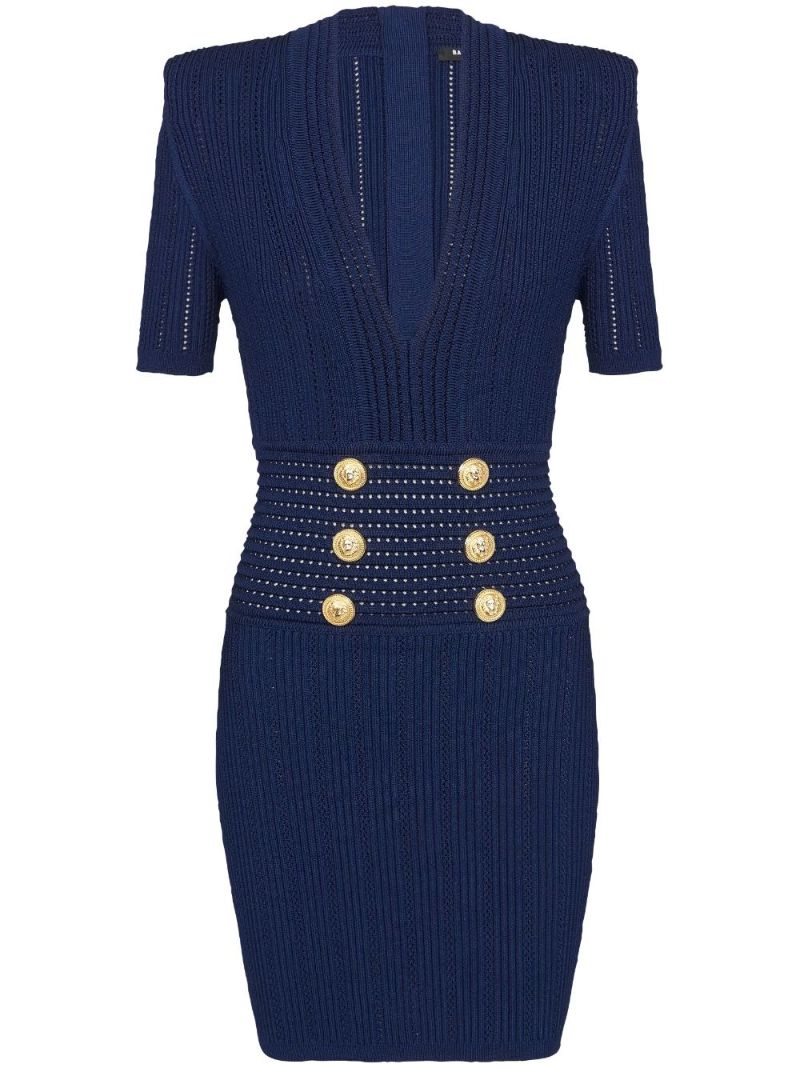 Blue Knitted Mini Dress