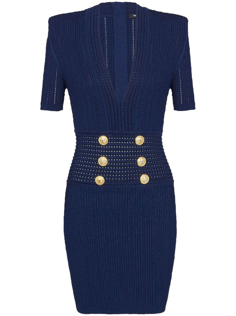 Blue Knitted Mini Dress