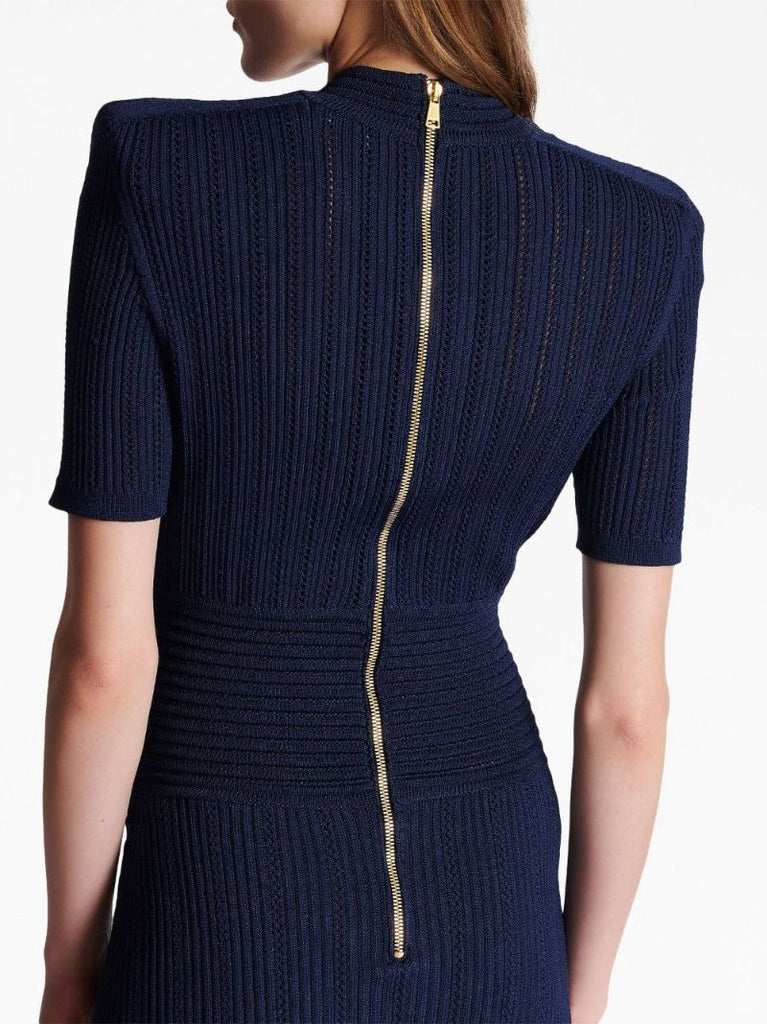 Blue Knitted Mini Dress