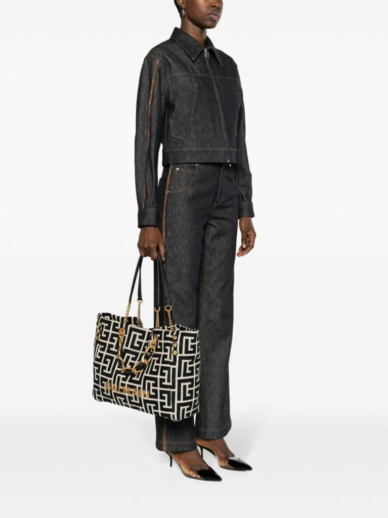 Black 1945 Soft Monogram-jacquard Tote Bag