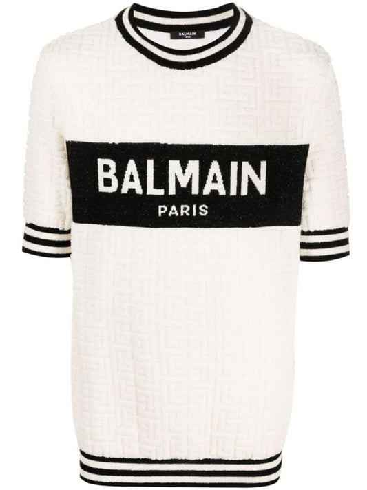 White Logo Print Terry T-shirt