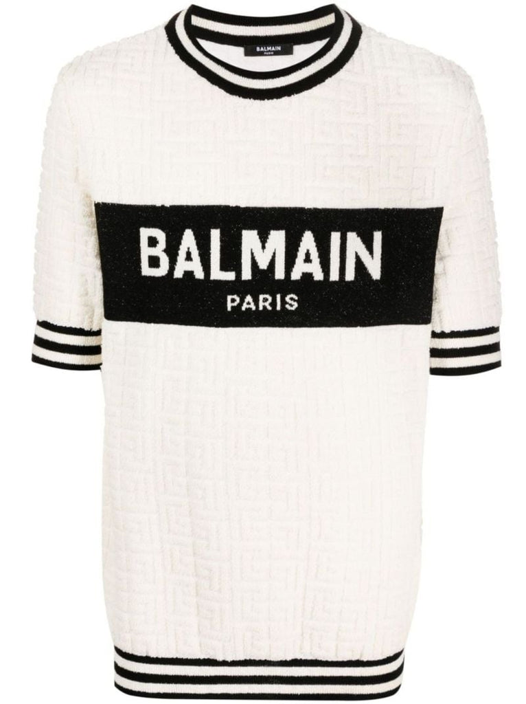 White Logo Print Terry T-shirt