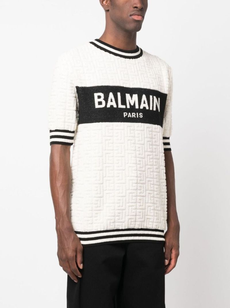 White Logo Print Terry T-shirt