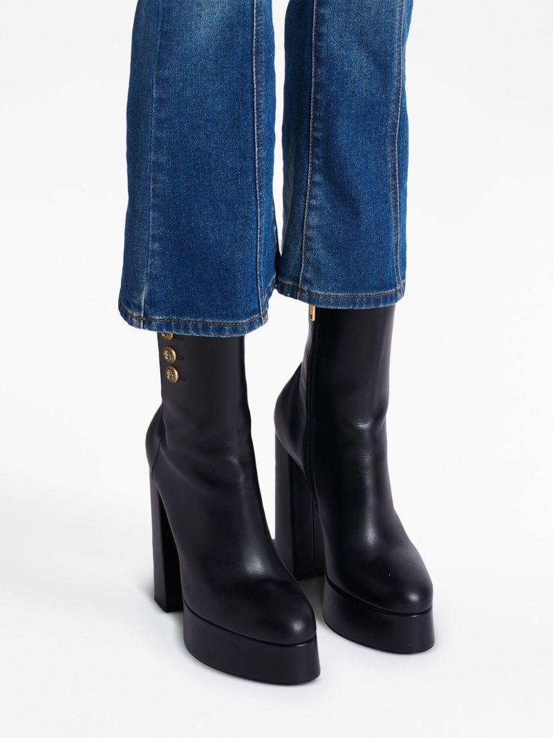 Black Polished Finish Ankle Boots