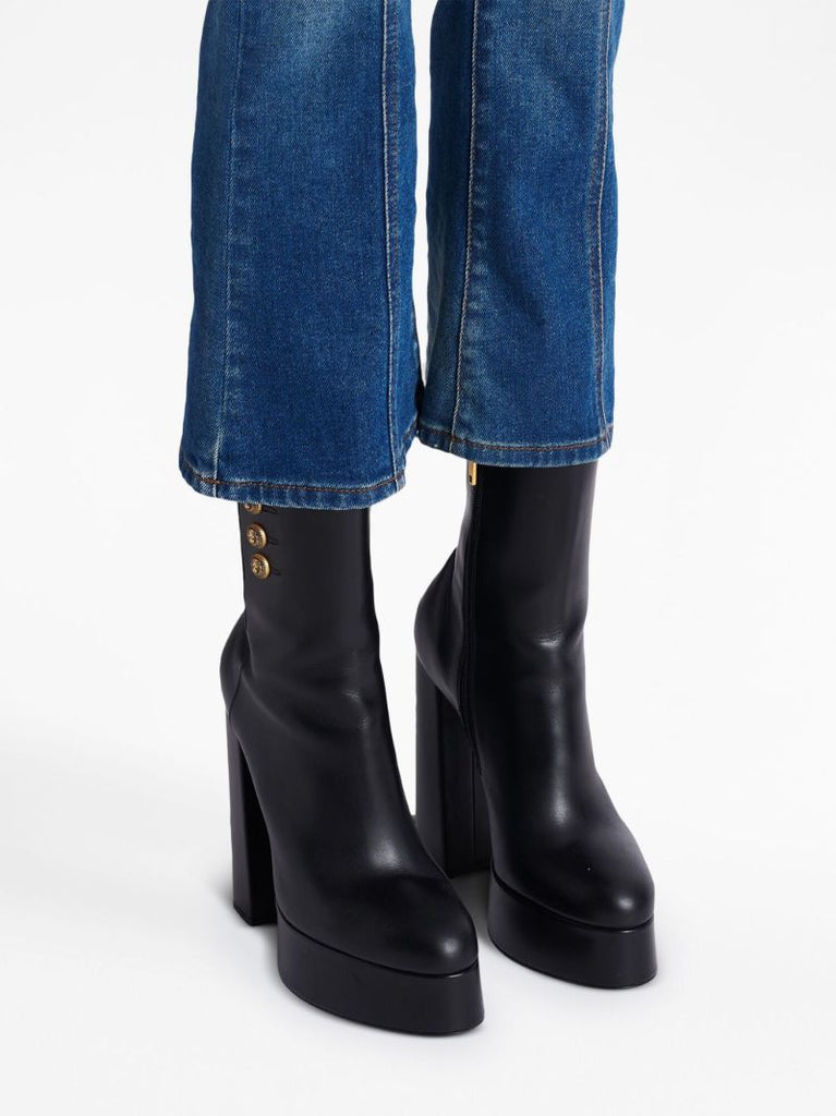 Black Polished Finish Ankle Boots