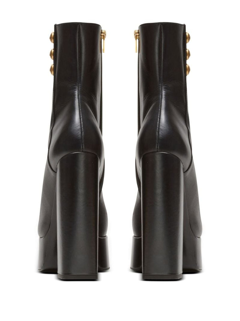 Black Polished Finish Ankle Boots