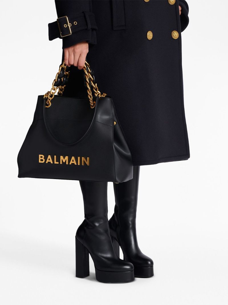 Black Logo-plaque Leather Tote Bag