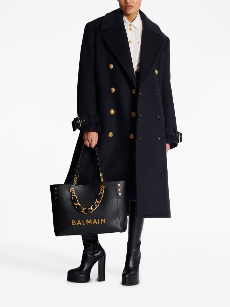 Black Logo-plaque Leather Tote Bag
