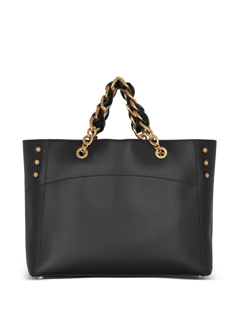 Black Logo-plaque Leather Tote Bag