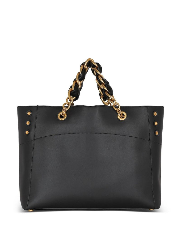Black Logo-plaque Leather Tote Bag