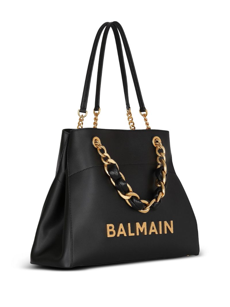 Black Logo-plaque Leather Tote Bag