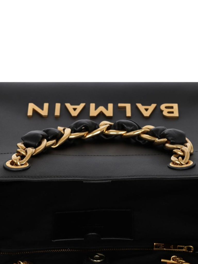 Black Logo-plaque Leather Tote Bag