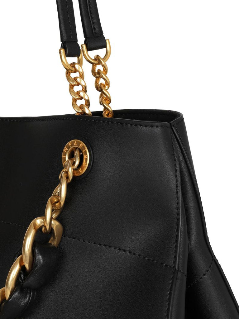 Black Logo-plaque Leather Tote Bag