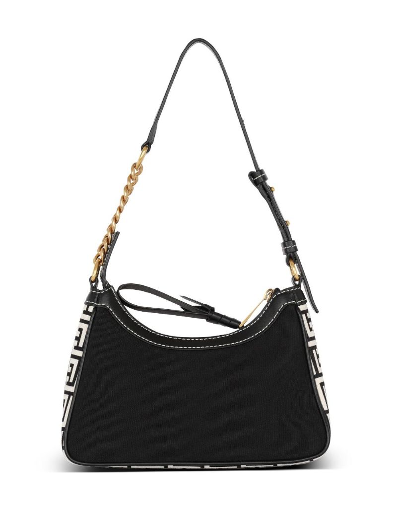 Black Leather B-army Logo Shoulder Bag