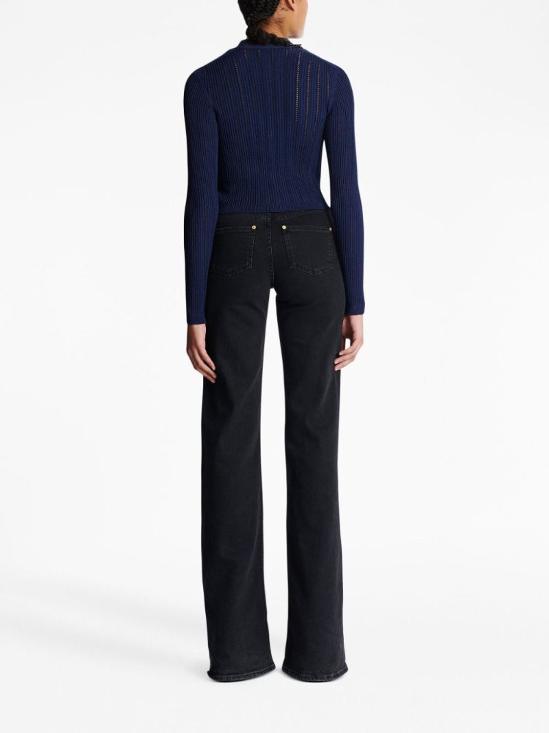 Blue V-neck Cropped Cardigan