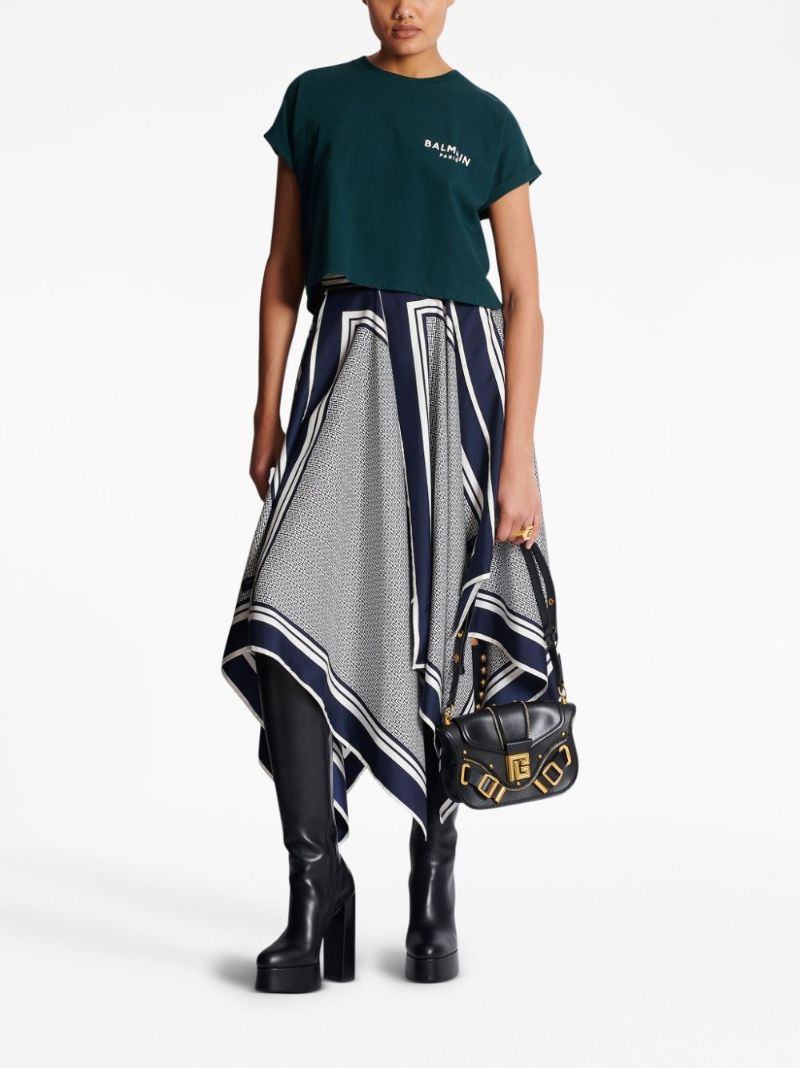 Green Logo Print Cropped T-shirt