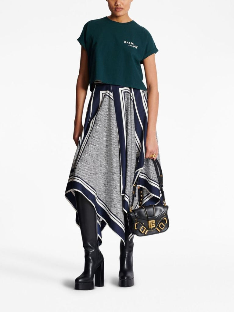 Green Logo Print Cropped T-shirt