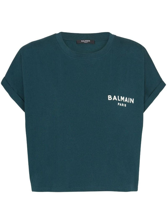 Green Logo Print Cropped T-shirt