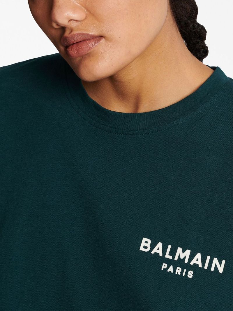Green Logo Print Cropped T-shirt