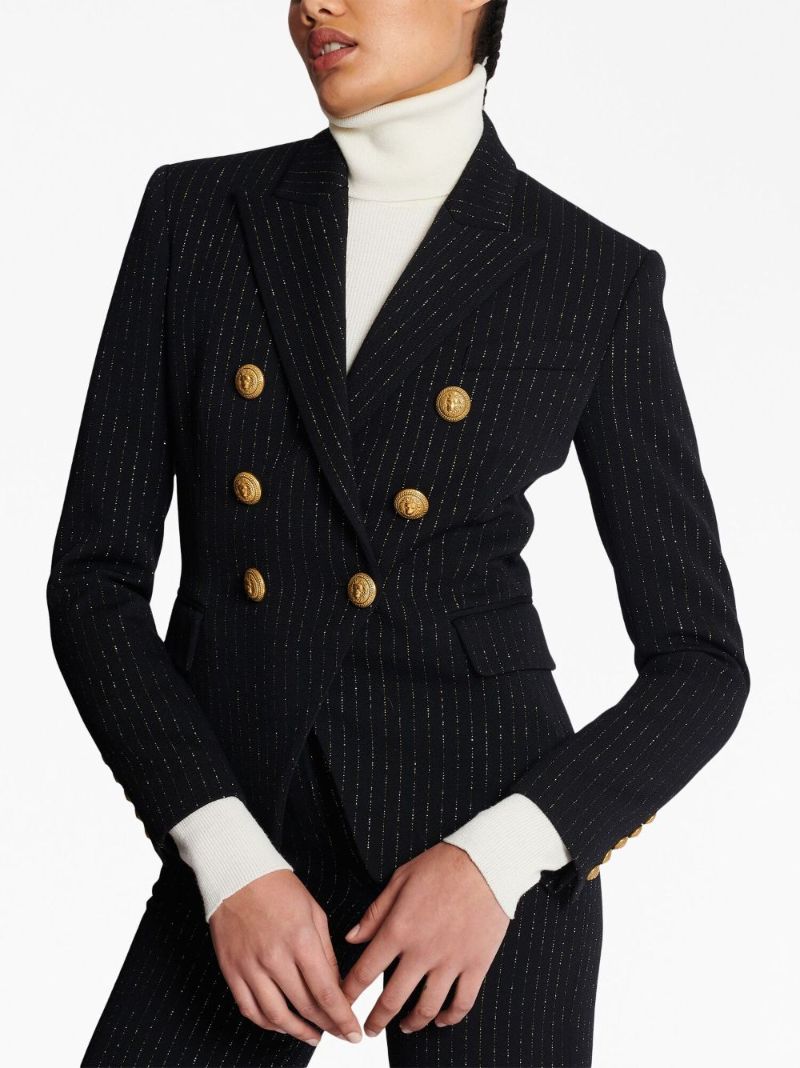 Black Lurex Pinstripe Double-breasted Blazer