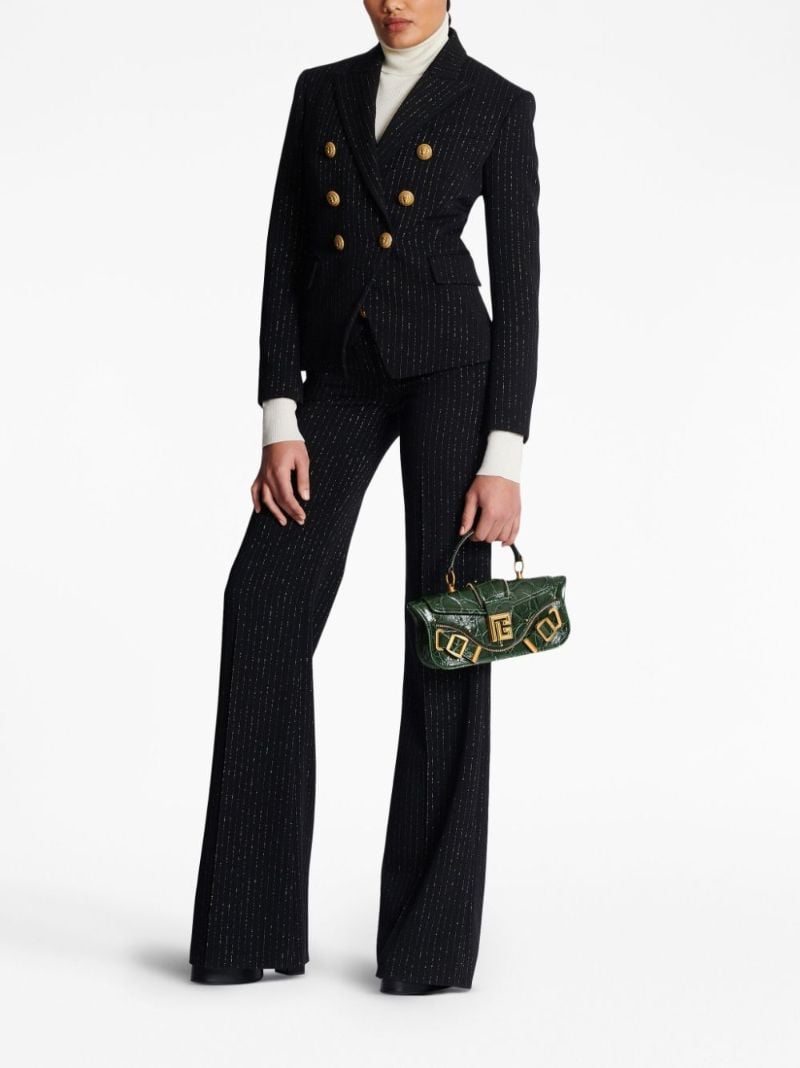 Black Lurex Pinstripe Double-breasted Blazer