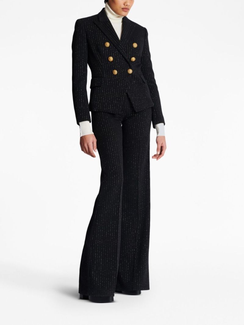 Black Lurex Pinstripe Double-breasted Blazer