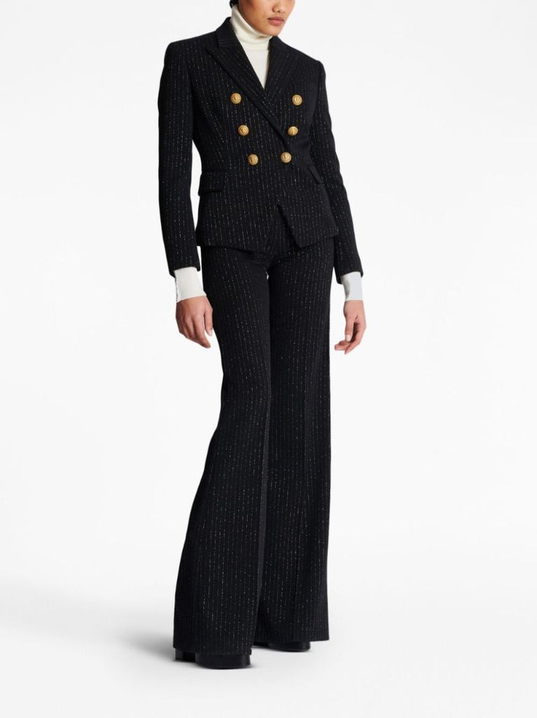Black Lurex Pinstripe Double-breasted Blazer