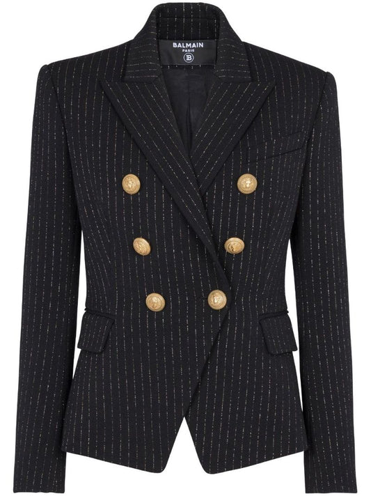 Black Lurex Pinstripe Double-breasted Blazer