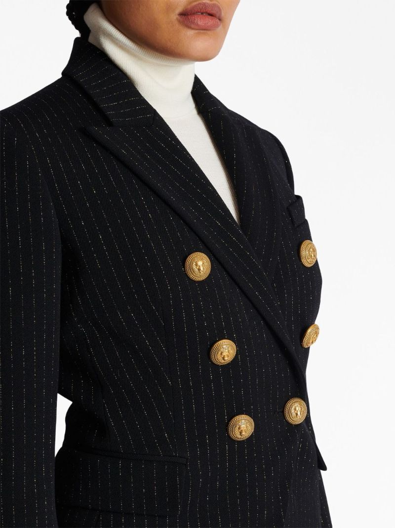 Black Lurex Pinstripe Double-breasted Blazer